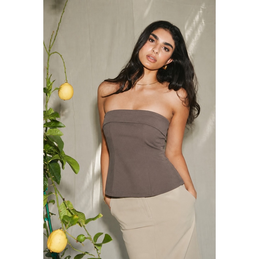 LPA Revolve Strapless Tube Top Sz S Slate Gray Crepe Jersey Going Out Top